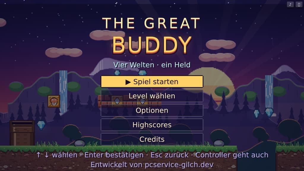 Der Titelbildschirm von The Great Buddy